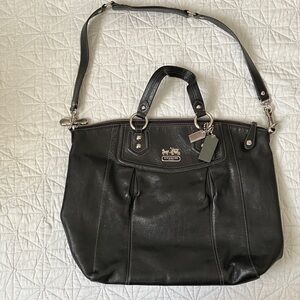 Coach black leather tote bag